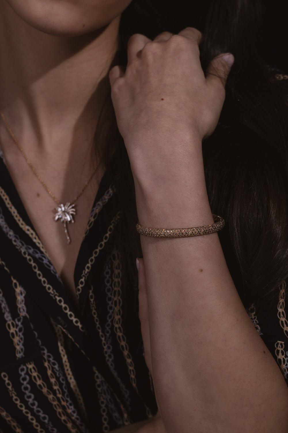 SIDNEY GARBER-Cognac Diamond Stretch Bracelet-ROSE GOLD
