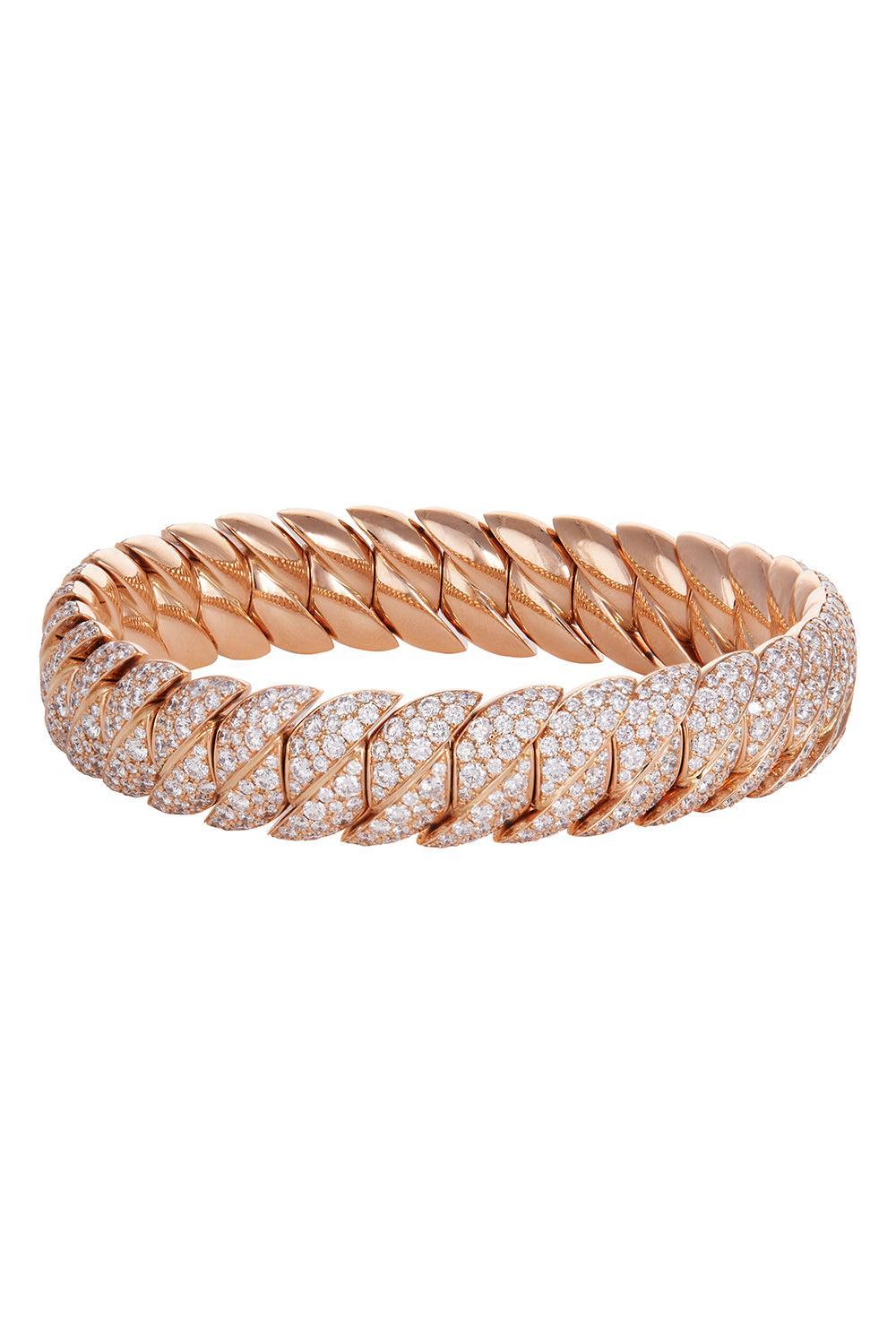 Diamond Narrow Wave Link Bracelet - Rose Gold-ROSE GOLD-JEWELRYFINE JEWELBRACELET O-SIDNEY GARBER
