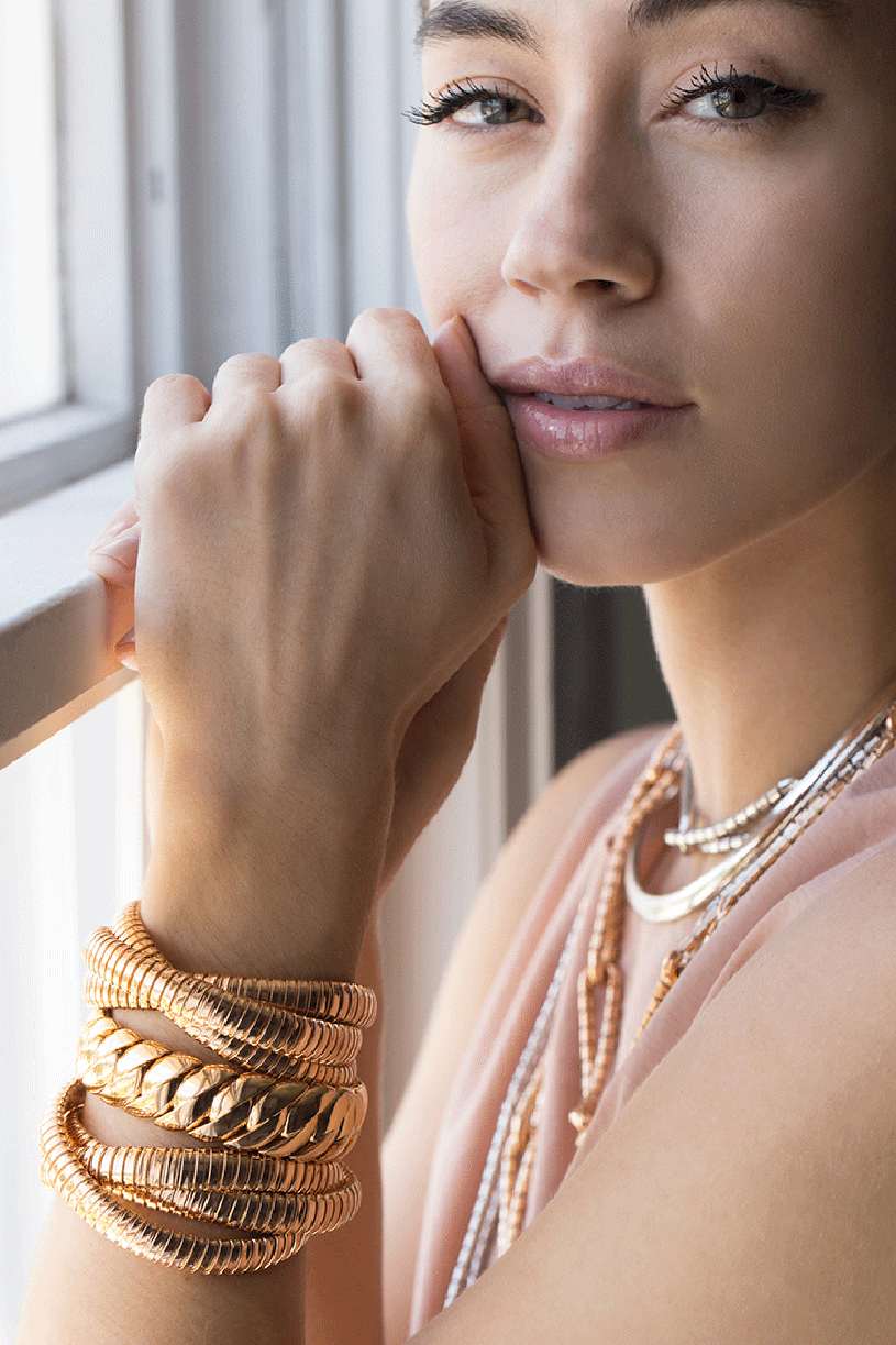 SIDNEY GARBER-9mm Rolling Band Bracelet-ROSE GOLD