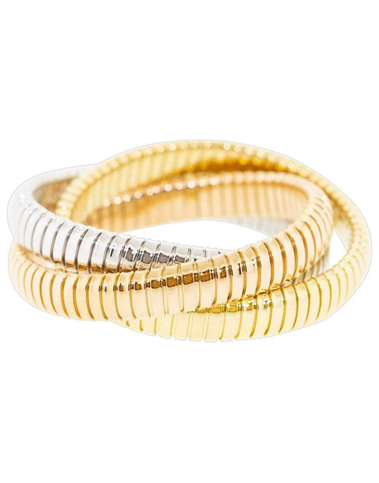 Tri-Color Rolling Bracelet - 16.5cm-TRIGOLD-JEWELRYFINE JEWELBRACELET O-SIDNEY GARBER