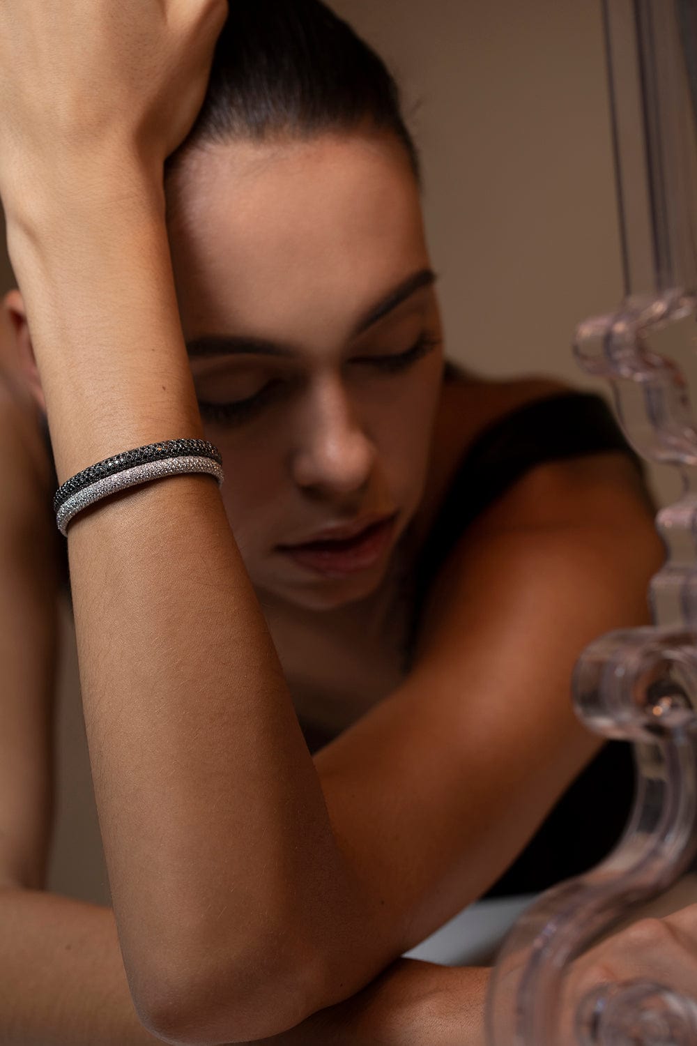 SIDNEY GARBER-Pave Stretch Bracelet-WHITE GOLD