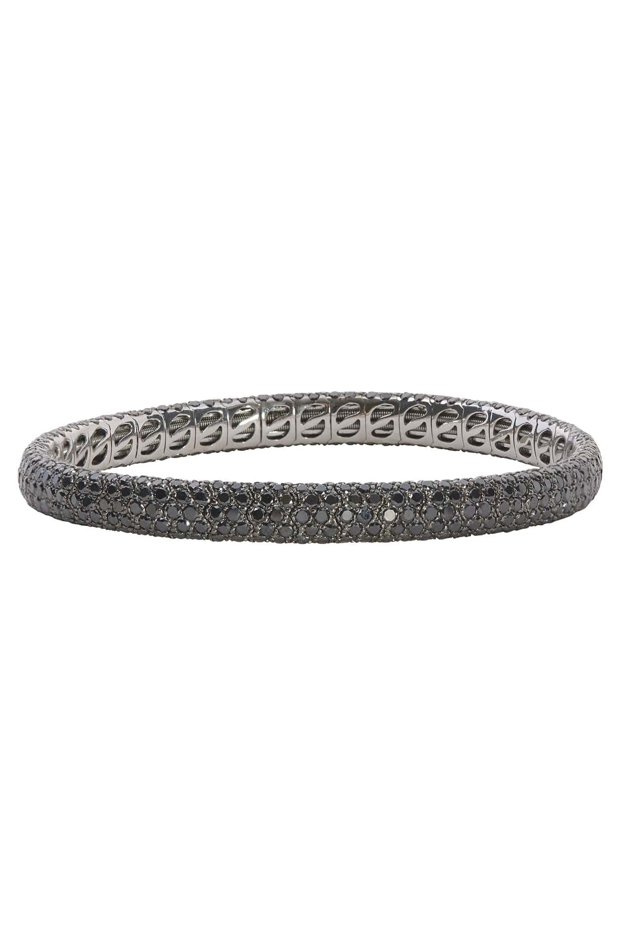 SIDNEY GARBER-Black Diamond Pave Stretch Bracelet-WHITE GOLD
