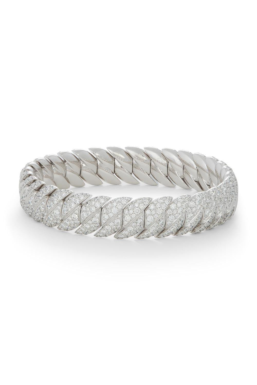 Diamond Narrow Wave Link Bracelet - White Gold-WHITE GOLD-JEWELRYFINE JEWELBRACELET O-SIDNEY GARBER