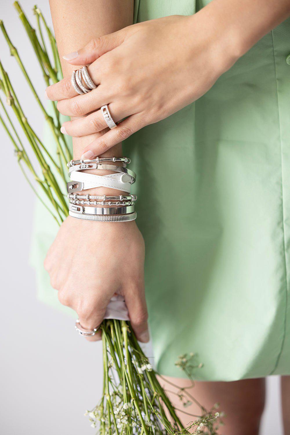 SIDNEY GARBER-Holly Diamond Spring Bracelet-WHITE GOLD