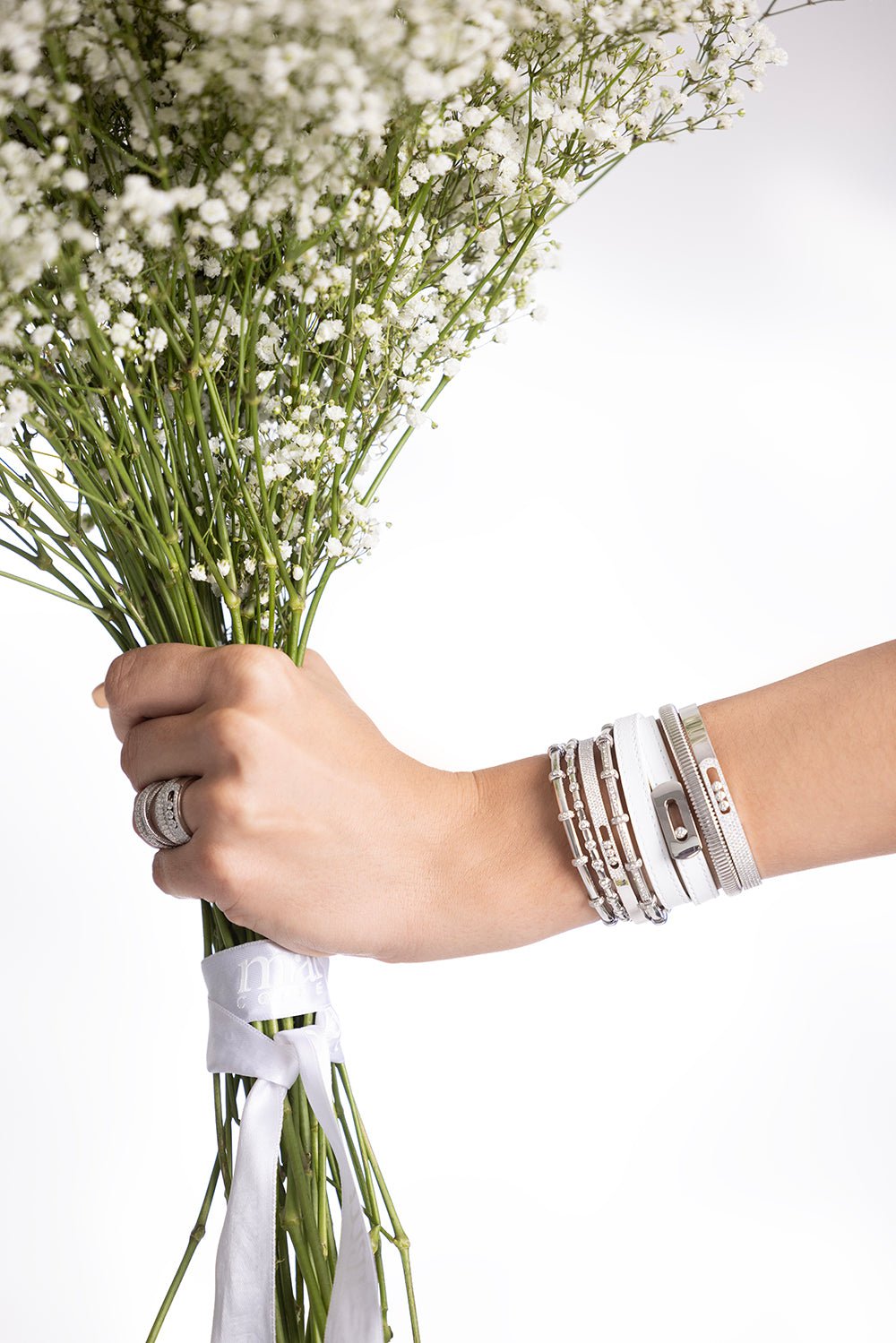 SIDNEY GARBER-Holly Diamond Spring Bracelet-WHITE GOLD