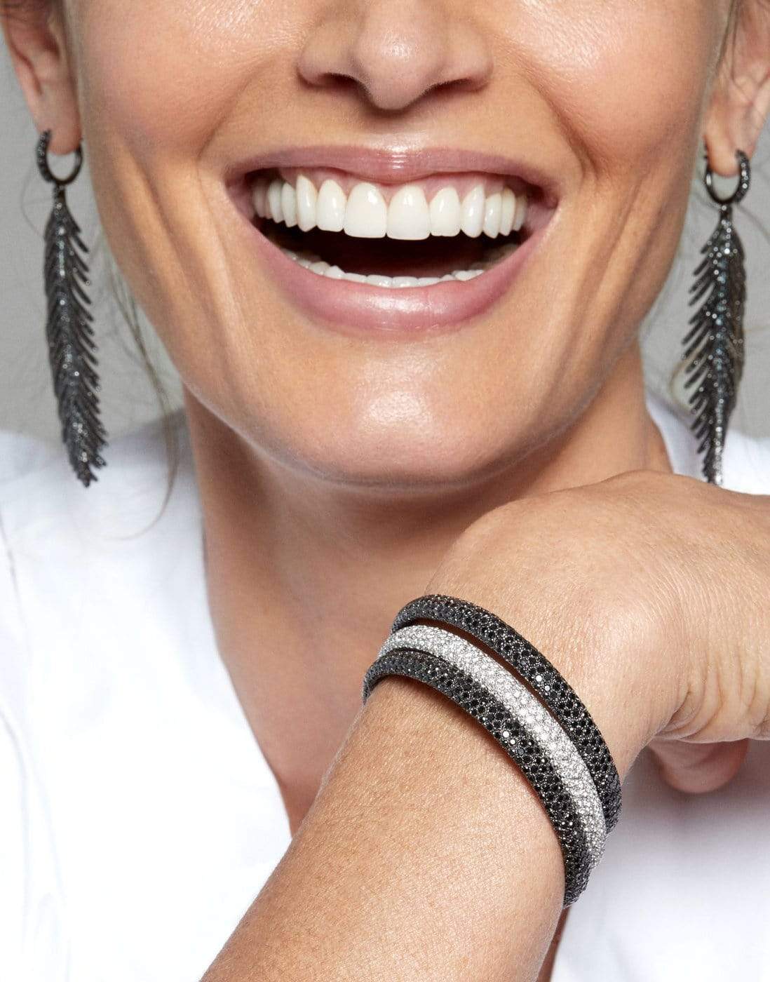 SIDNEY GARBER-Pave Stretch Bracelet-WHITE GOLD