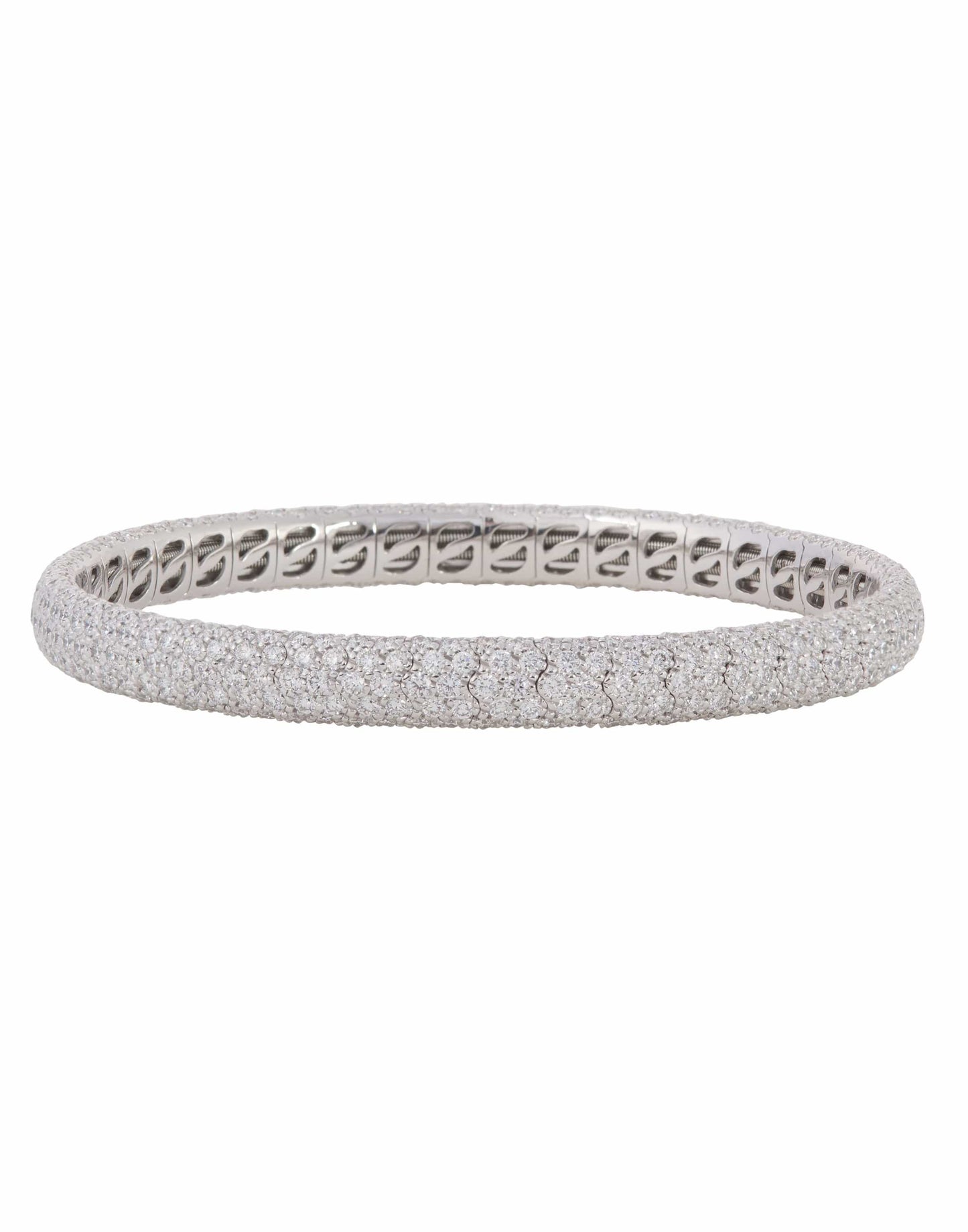 SIDNEY GARBER-Skinny Pave Diamond Stretch Bracelet-WHITE GOLD