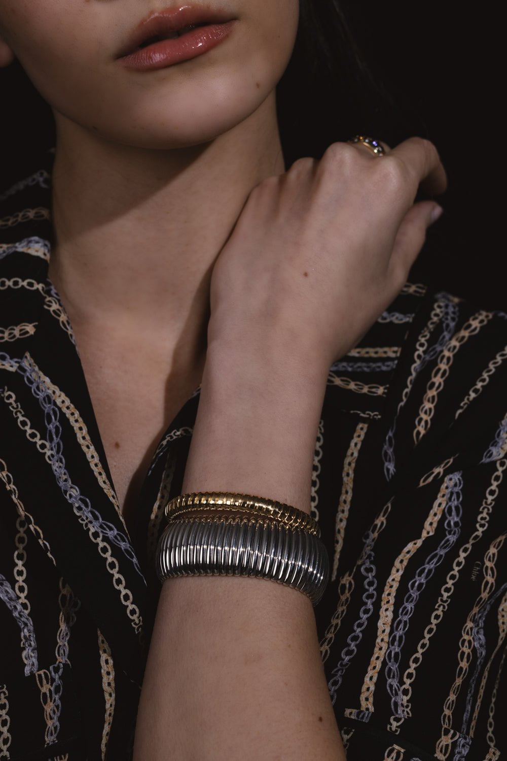 SIDNEY GARBER-Stretch Line Bracelet - 17cm - White Gold-WHITE GOLD