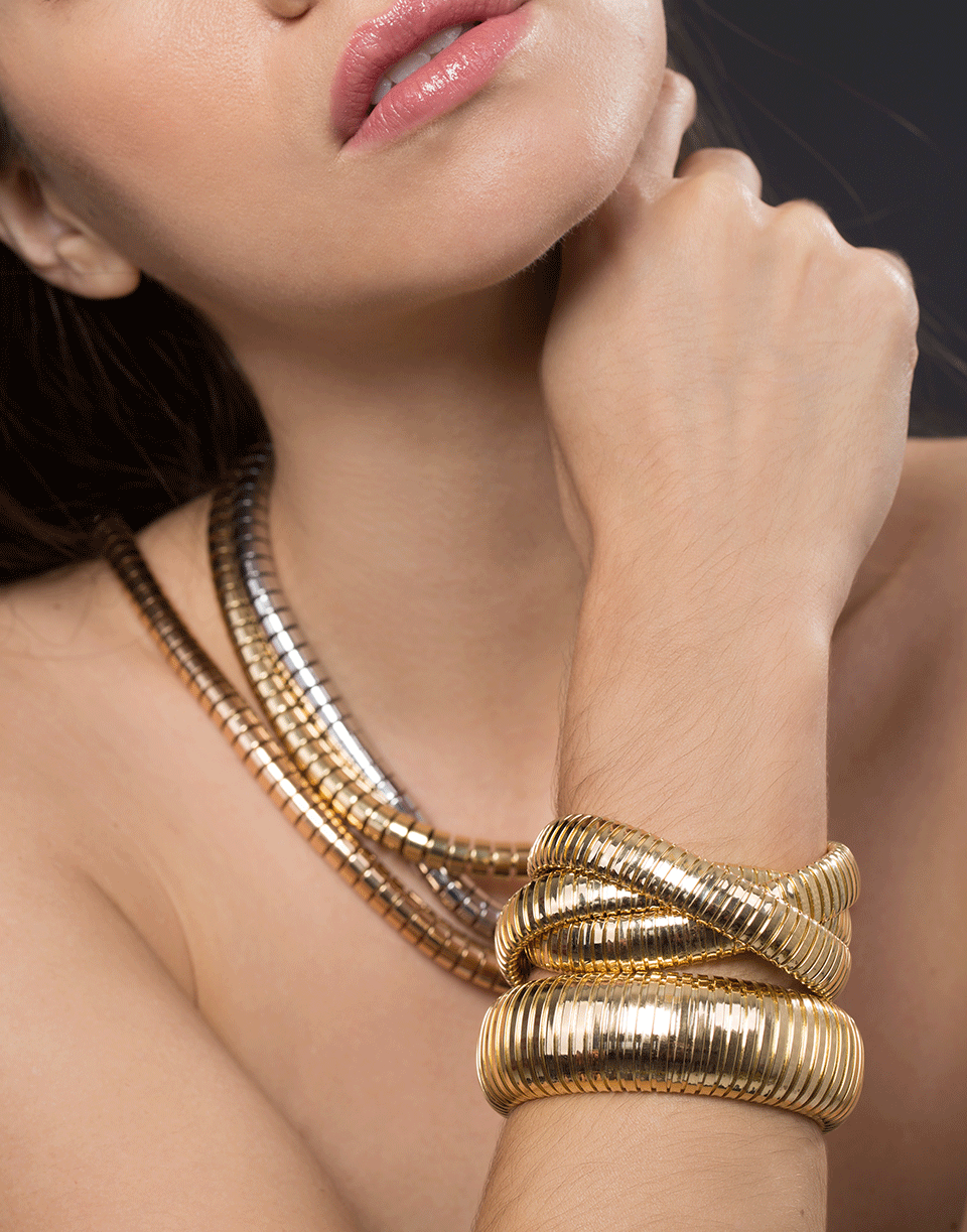 SIDNEY GARBER-12mm Three Band Rolling Bracelet-YELLOW GOLD