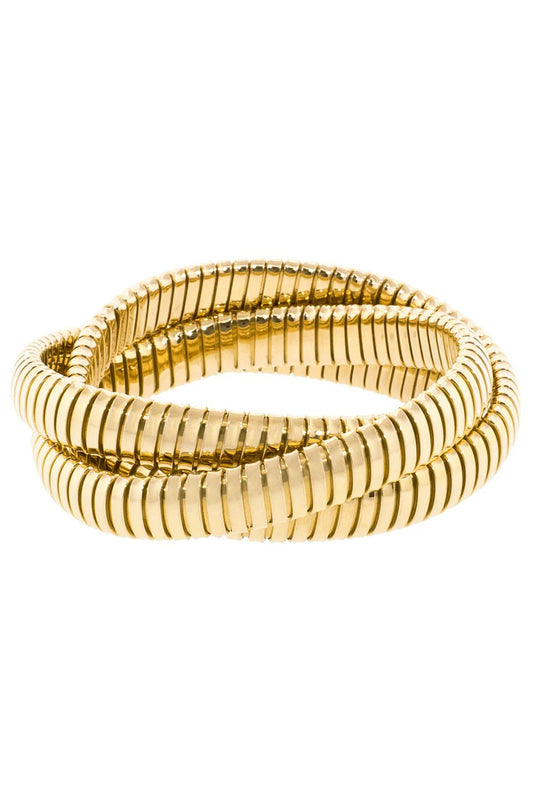 9mm Three Band Rolling Bracelet - 16.5cm-YELLOW GOLD-16.5-JEWELRYFINE JEWELBRACELET O-SIDNEY GARBER