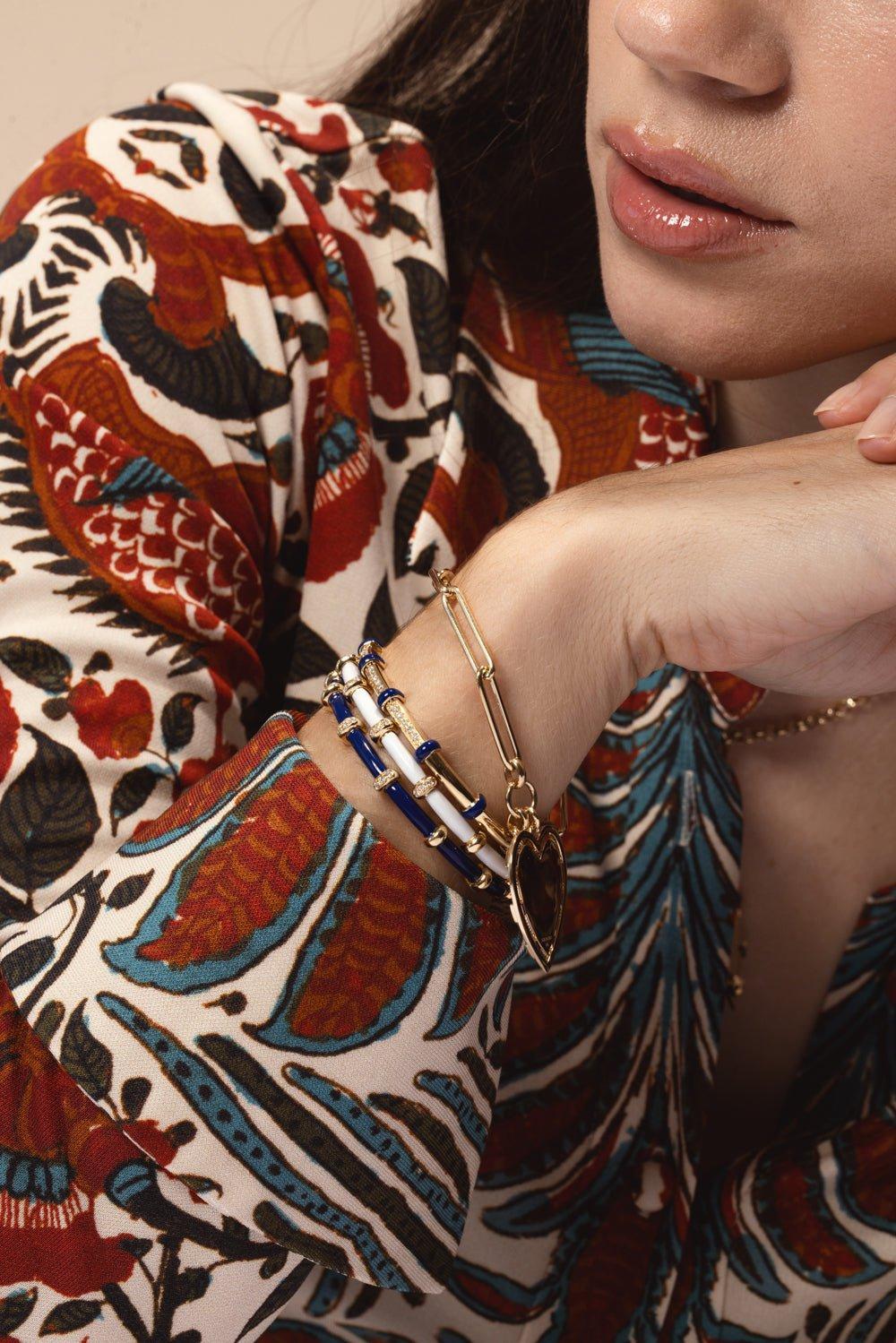 SIDNEY GARBER-Blue Enamel Carly Bracelet-YELLOW GOLD