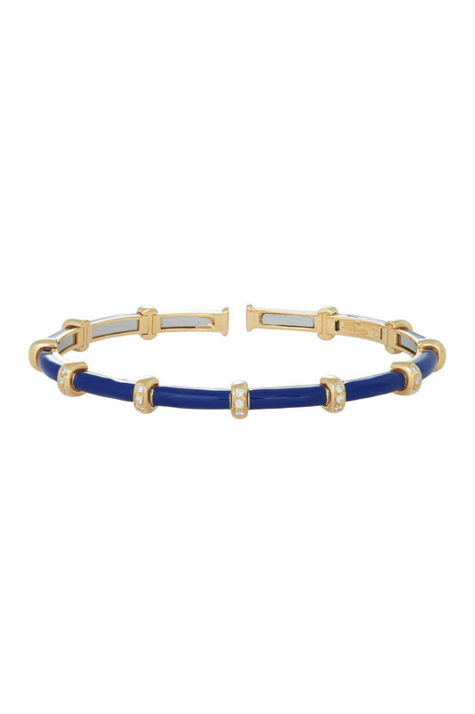 Blue Enamel Carly Bracelet-YELLOW GOLD-JEWELRYFINE JEWELBRACELET O-SIDNEY GARBER