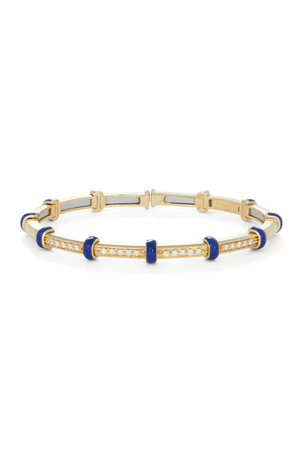 SIDNEY GARBER-Blue Enamel Dome Carly Bracelet-YELLOW GOLD