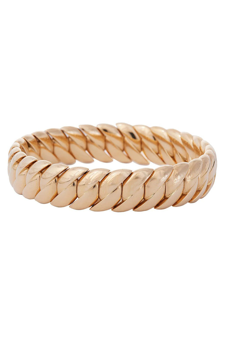 Wave Link Bracelet - 16cm - Yellow Gold