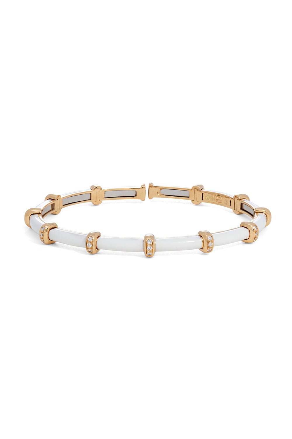 SIDNEY GARBER-White Enamel Bar Carly Bracelet-YELLOW GOLD