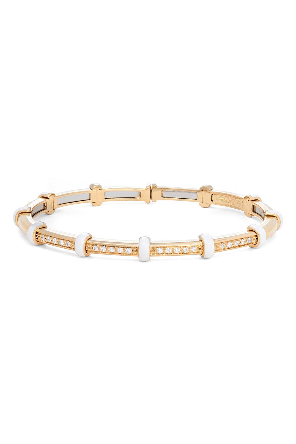 SIDNEY GARBER-White Enamel Diamond Carly Bracelet-YELLOW GOLD