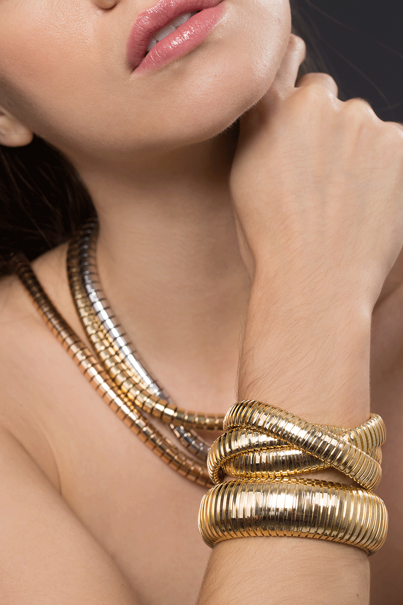 SIDNEY GARBER-Yellow Gold Domed Cuff Bracelet-YELLOW GOLD