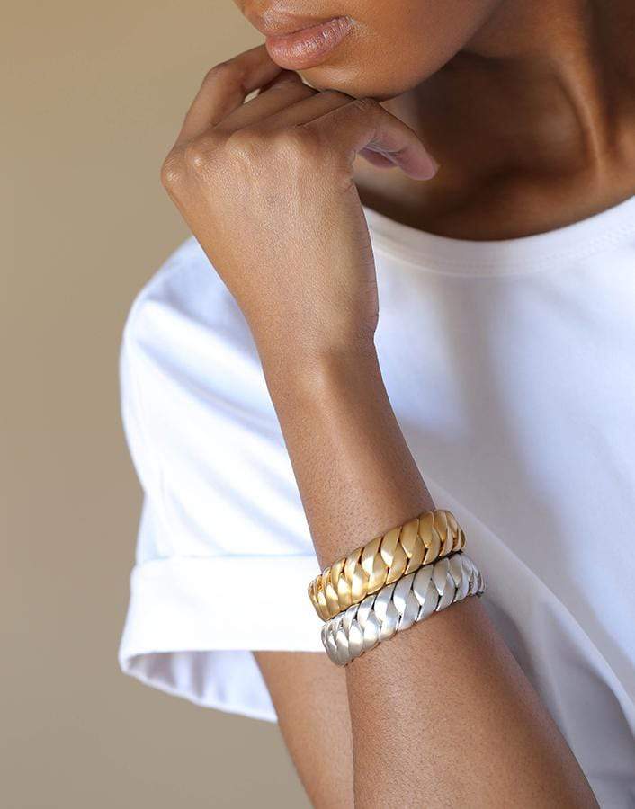 SIDNEY GARBER-Yellow Gold Matte Finish Wave Bracelet-YELLOW GOLD