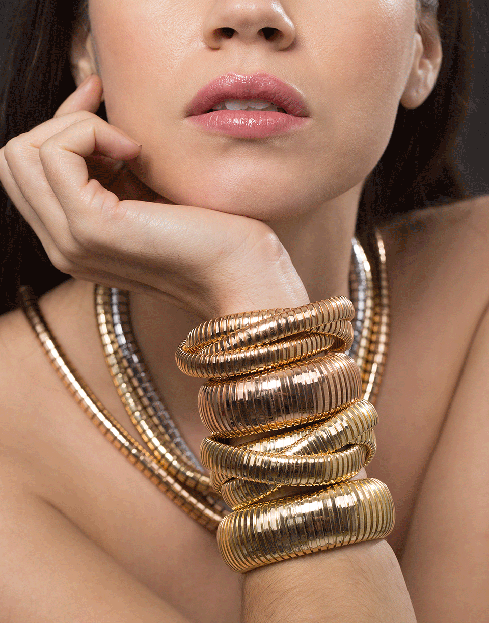 SIDNEY GARBER-Yellow Gold Three Rolling Band Bracelet-YELLOW GOLD