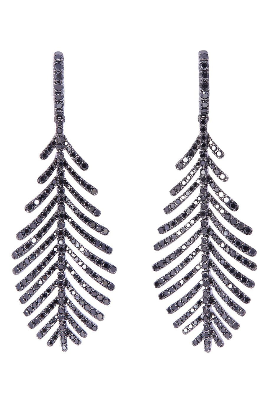 SIDNEY GARBER-Plume Earrings - Black Diamond-BLKRHDM
