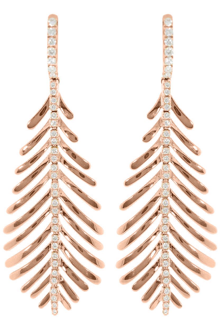 SIDNEY GARBER-Diamond Spine Plume Earrings-ROSE GOLD