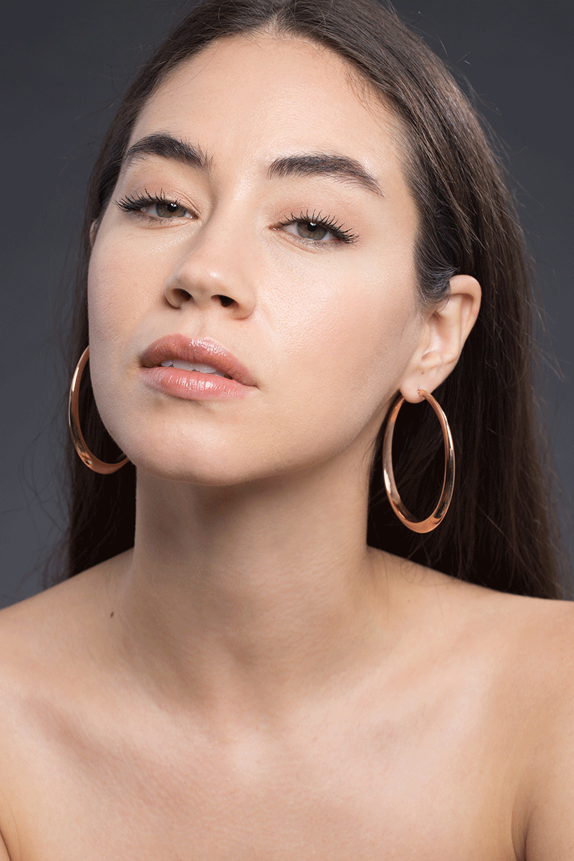 SIDNEY GARBER-Rose Gold Oval Hoop Earrings-ROSE GOLD