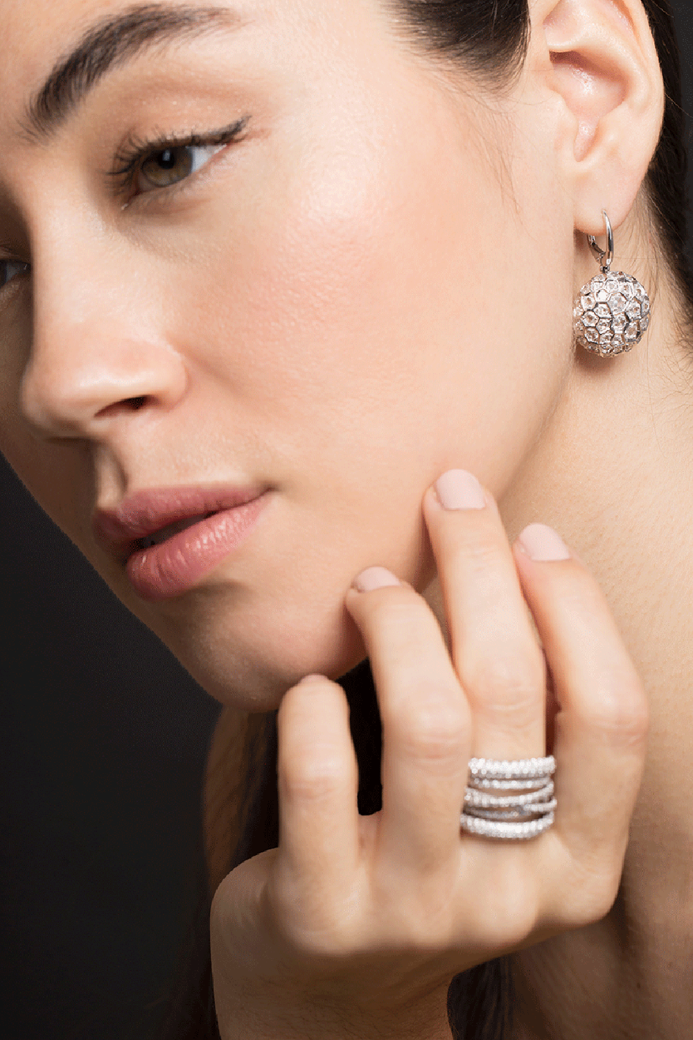 Large Diamond Honeycomb Earrings- White Gold JEWELRYFINE JEWELEARRING SIDNEY GARBER   