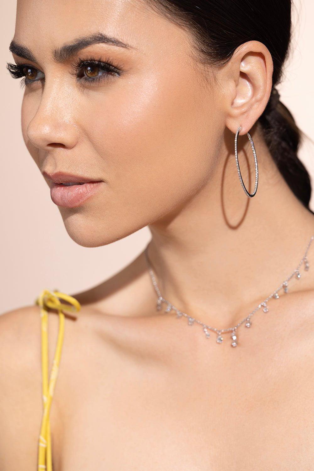 SIDNEY GARBER-Medium Perfect Hoops-WHITE GOLD