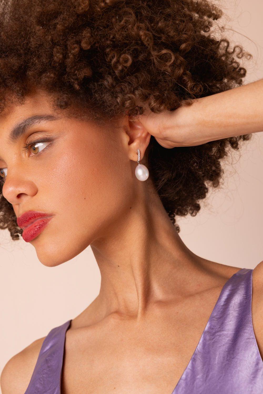 SIDNEY GARBER-On The Hook Earrings-WHITE GOLD