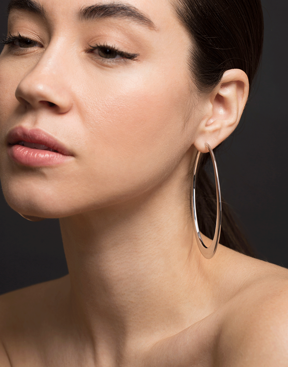 SIDNEY GARBER-Oval Crescent Hoop Earrings-WHITE GOLD