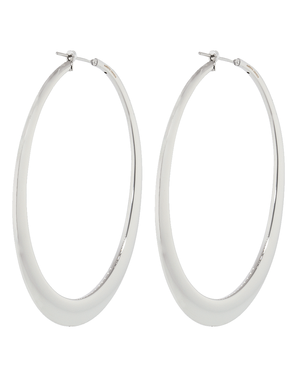 SIDNEY GARBER-Oval Crescent Hoop Earrings-WHITE GOLD