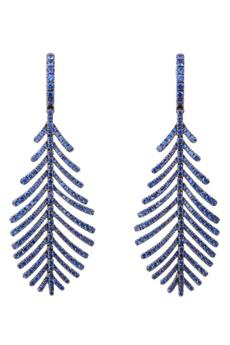 SIDNEY GARBER-Plume Earrings - Blue Sapphire-WHITE GOLD