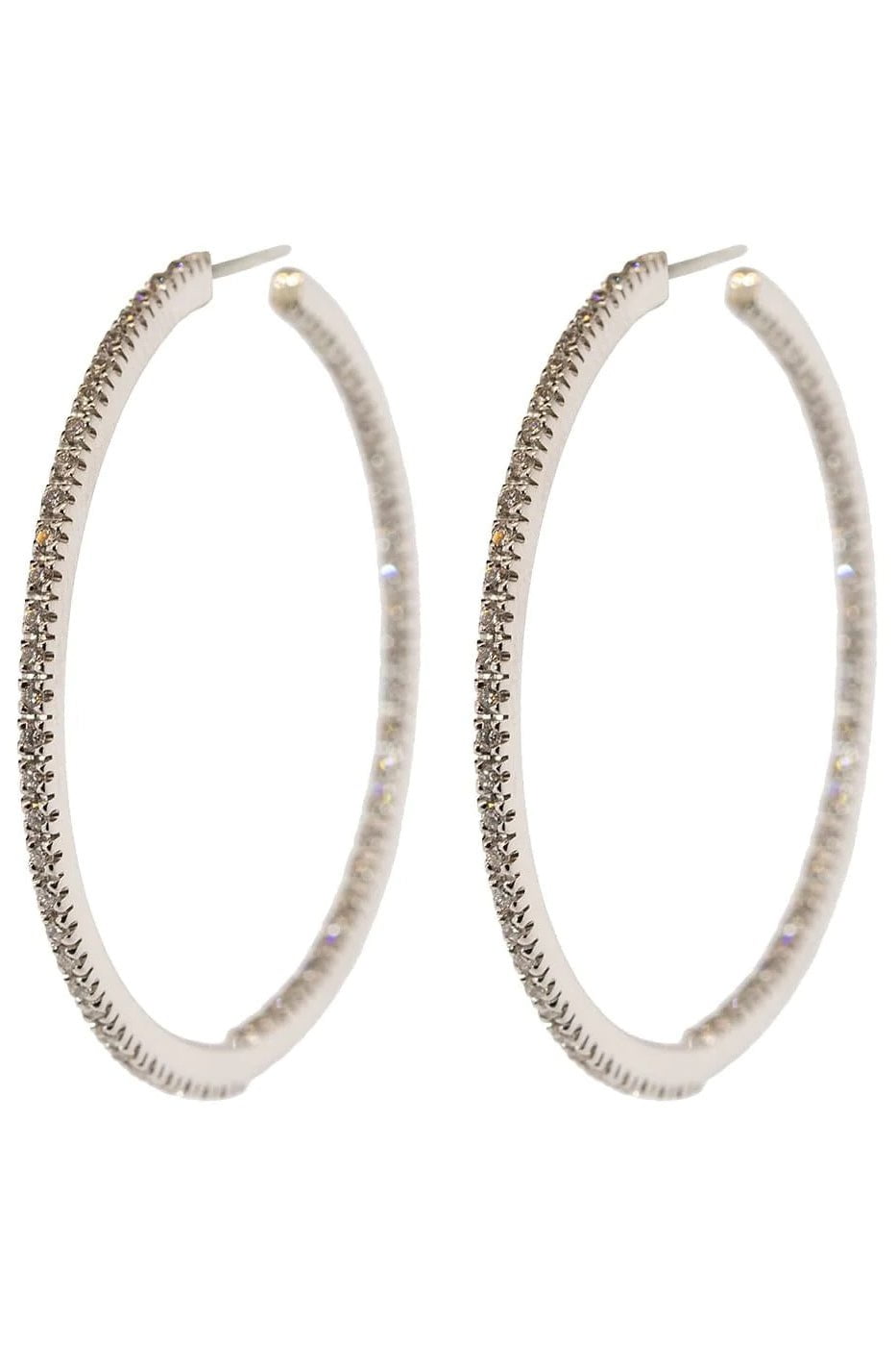 SIDNEY GARBER-Small Perfect Diamond Hoop Earrings-WHITE GOLD