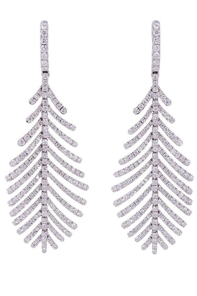 SIDNEY GARBER-White Gold Diamond Plume Post Earrings-WHITE GOLD