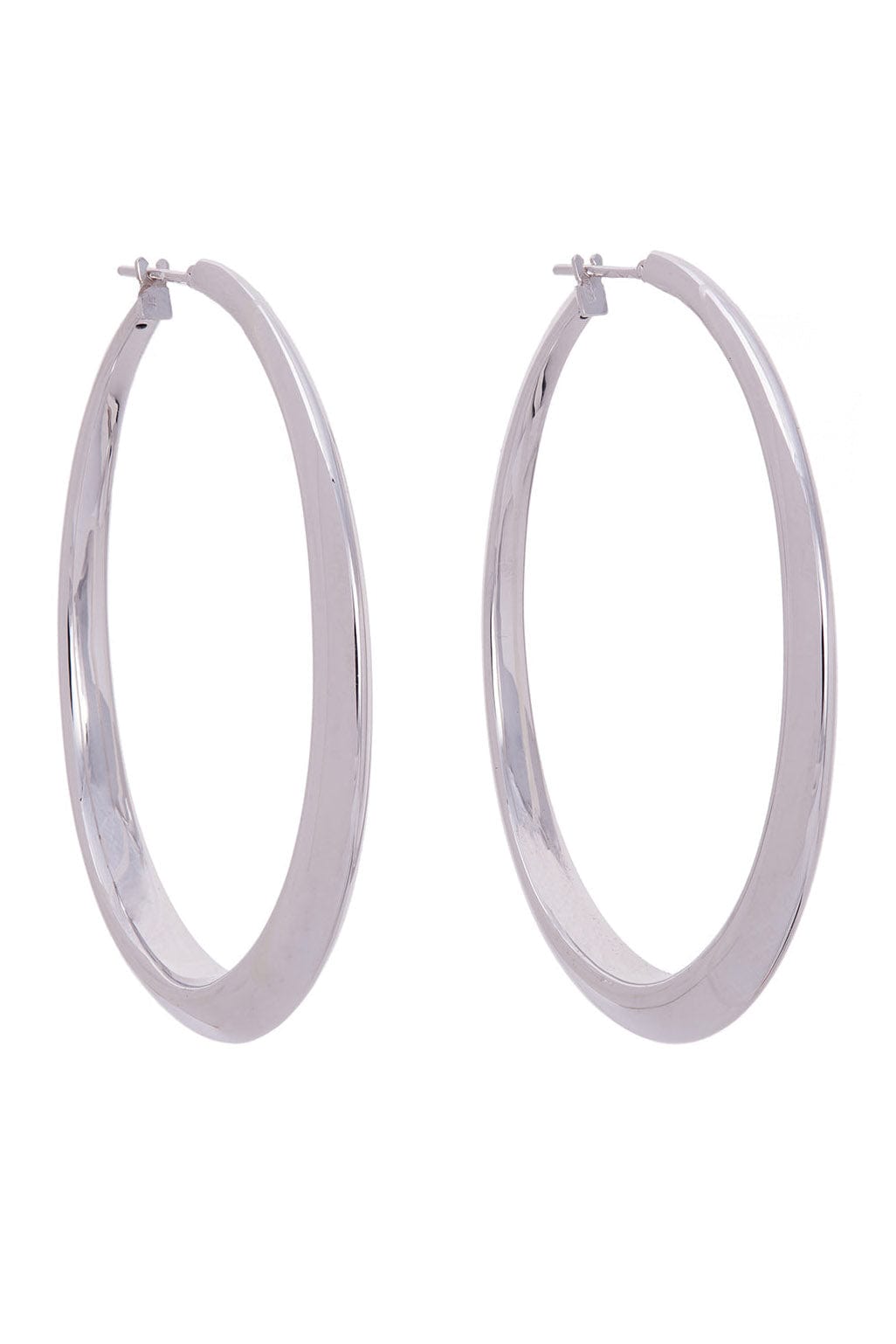 SIDNEY GARBER-White Gold Oval Hoop Earrings-WHITE GOLD