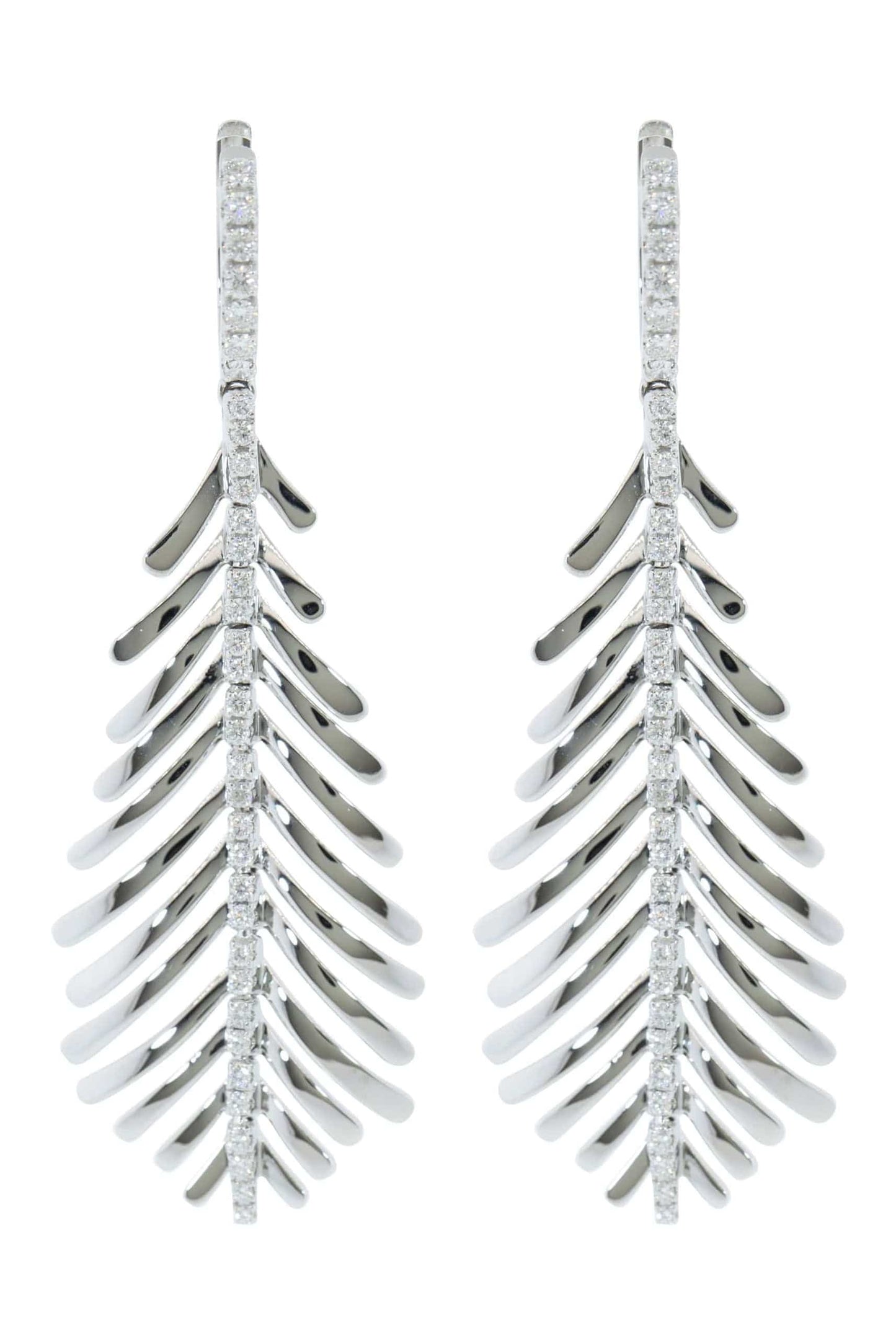 SIDNEY GARBER-White Gold Plume Earrings-WHITE GOLD