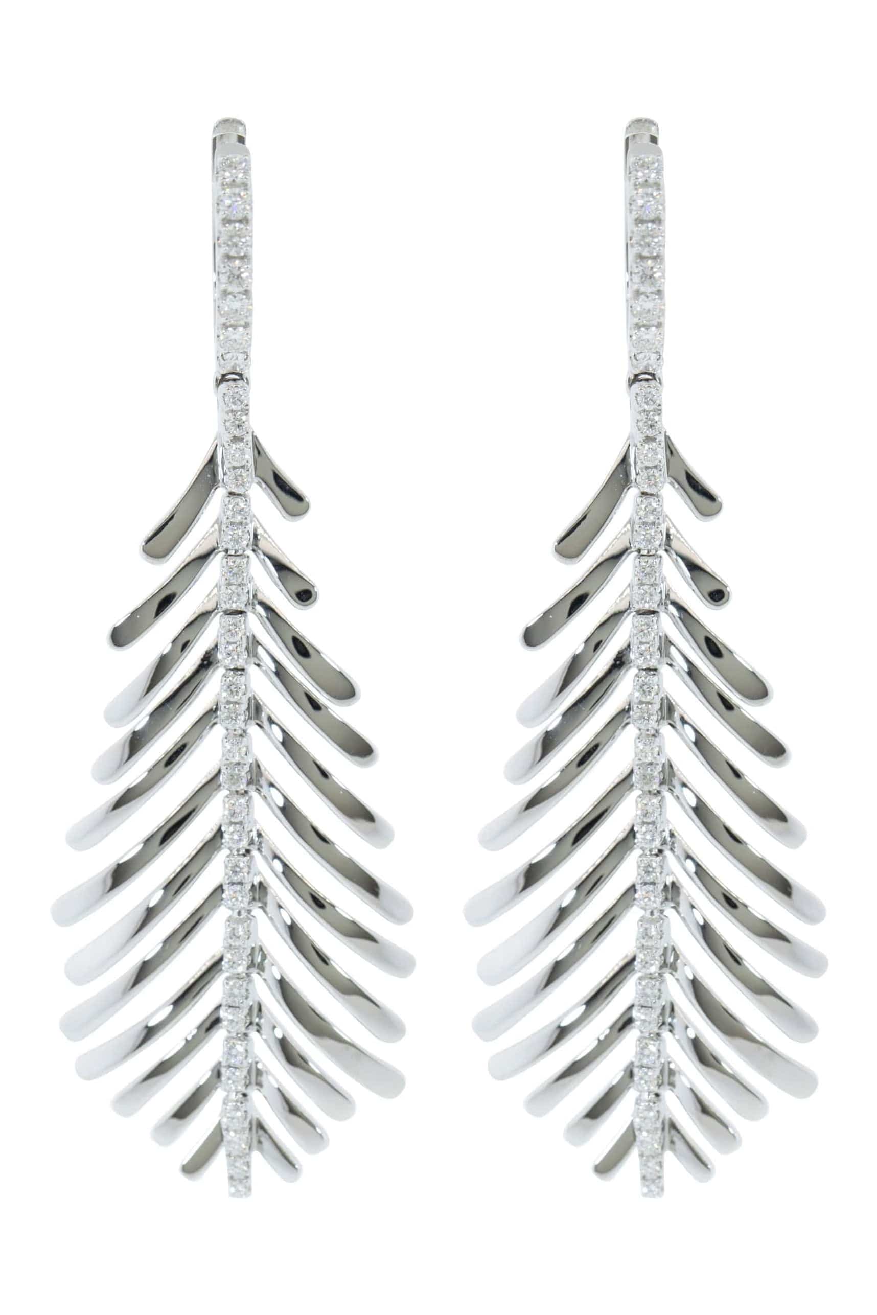 SIDNEY GARBER-White Gold Plume Earrings-WHITE GOLD
