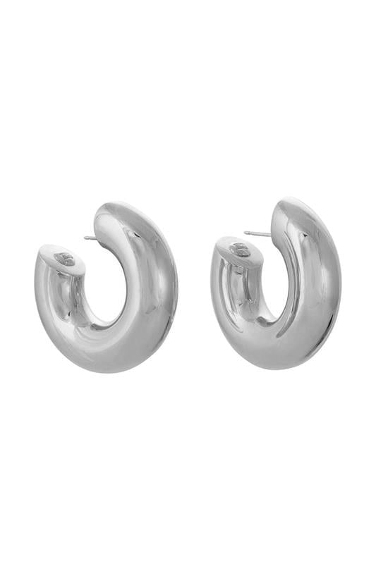 SIDNEY GARBER-Wide Tubular Hoop Earrings - 4.2cm - White Gold-WHITE GOLD