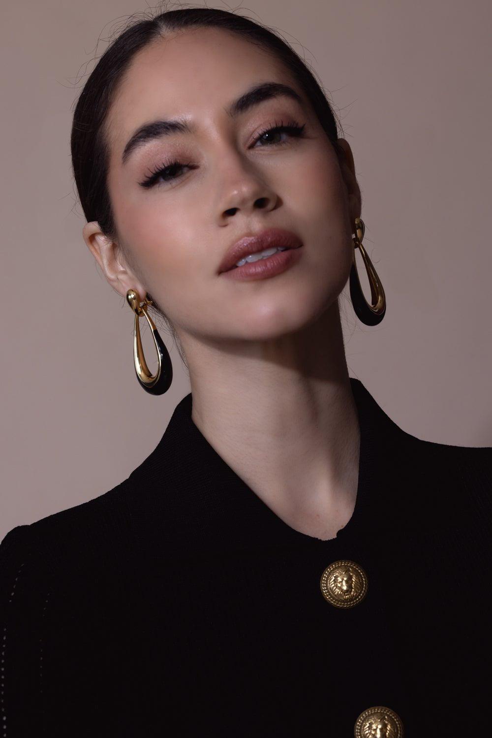 Black Door Knocker Earrings-YELLOW GOLD-JEWELRYFINE JEWELEARRING-Vendor