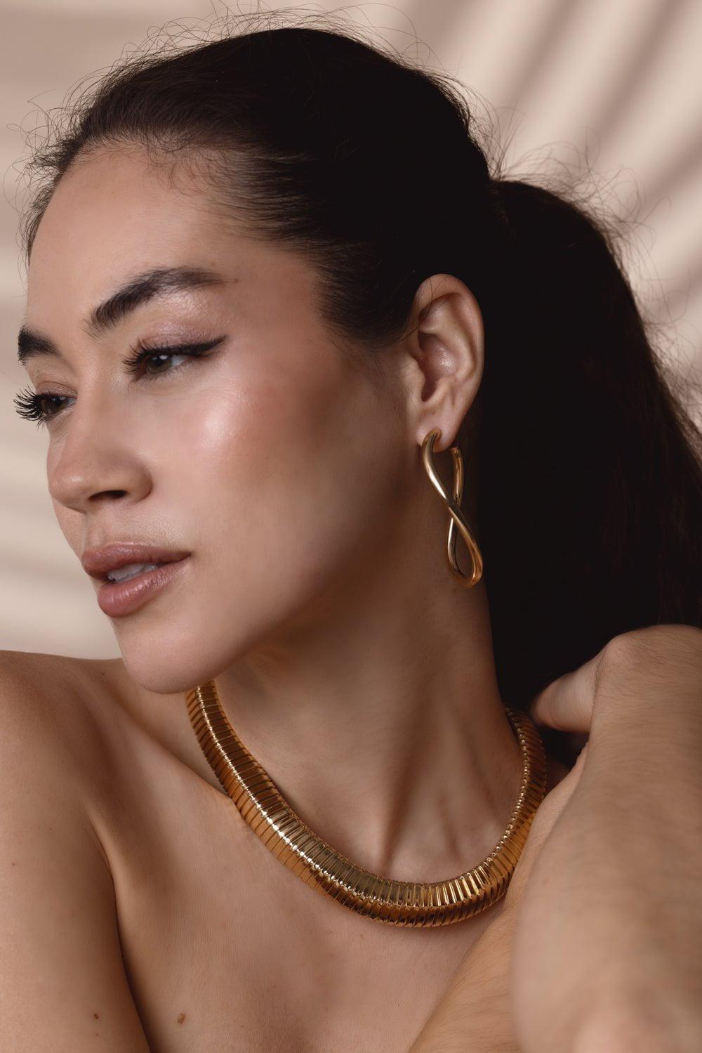 SIDNEY GARBER-Curved Opal Hoop Earrings-YELLOW GOLD