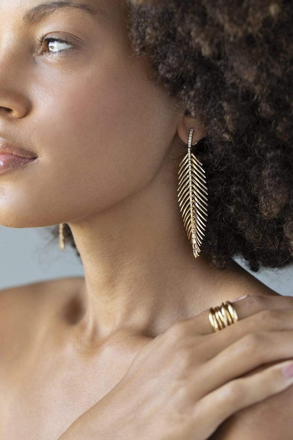 SIDNEY GARBER-Feathers that Move Earrings-YELLOW GOLD