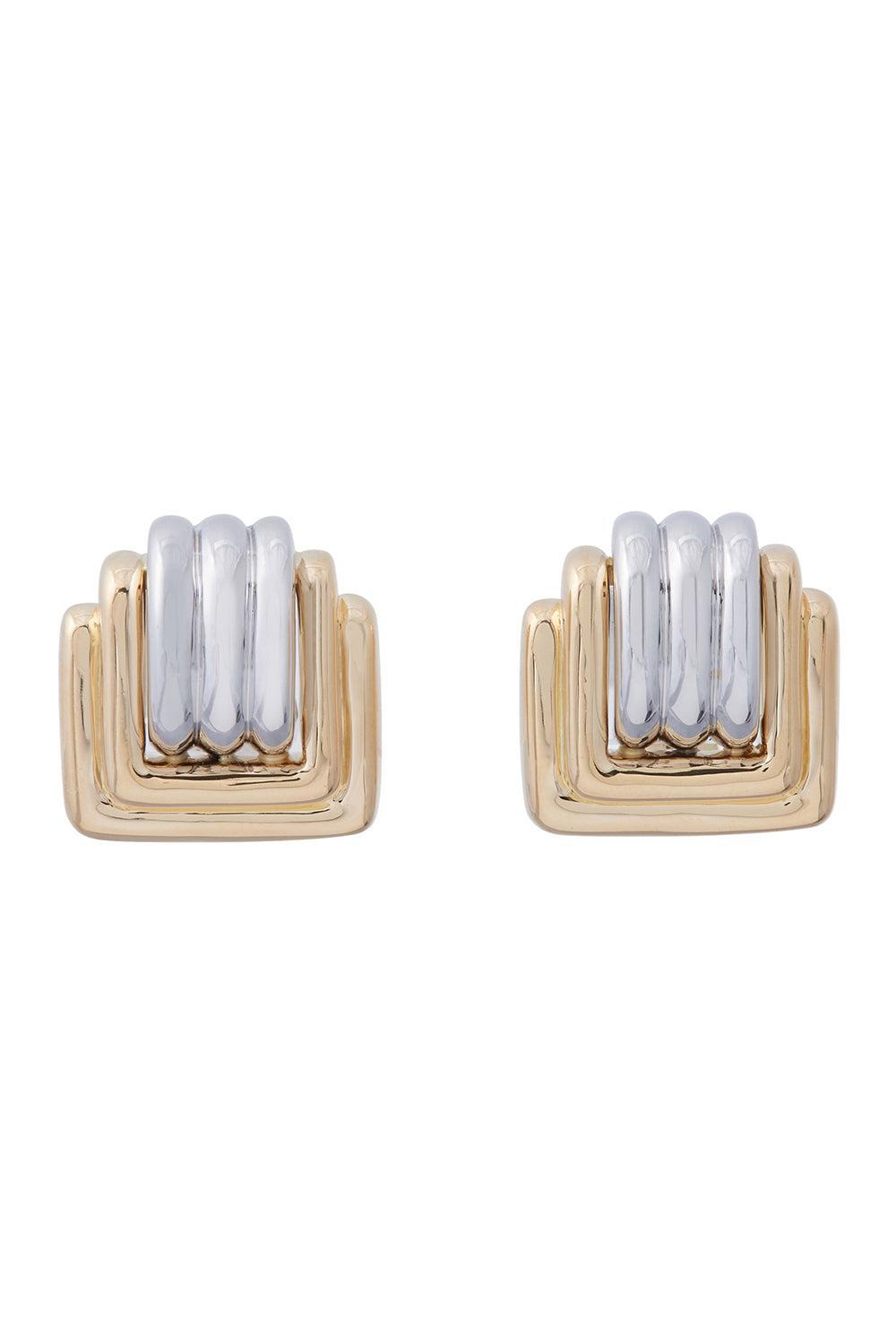 Mixed Metal Square Earrings-YELLOW GOLD-JEWELRYFINE JEWELEARRING-SIDNEY GARBER