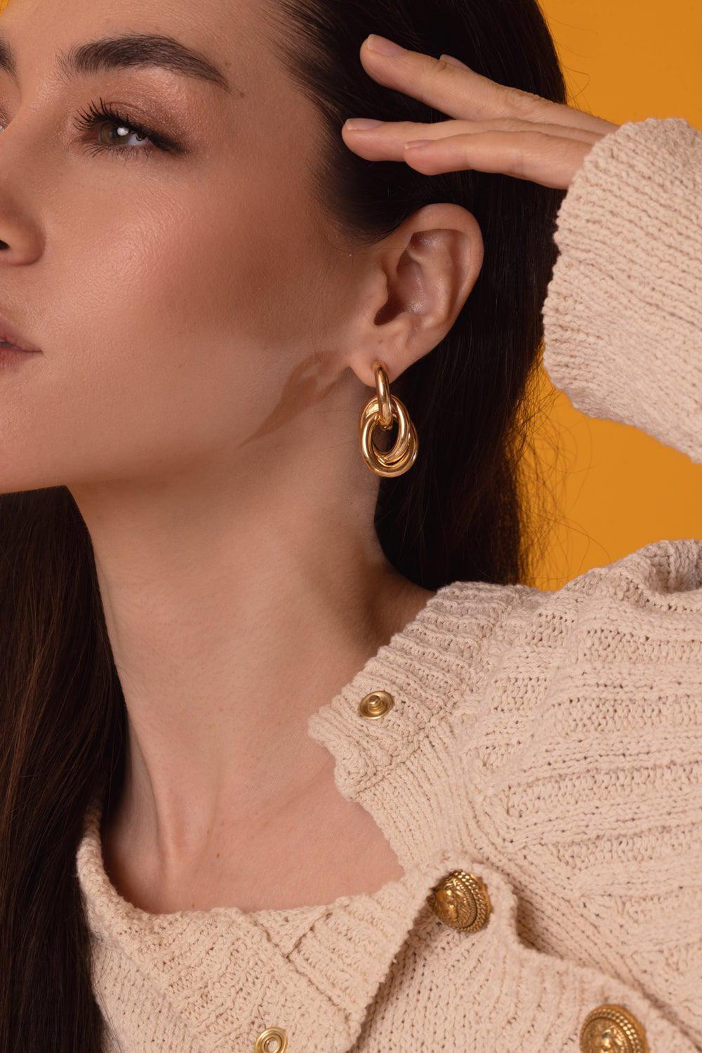 SIDNEY GARBER-Oval Drop Earrings-YELLOW GOLD