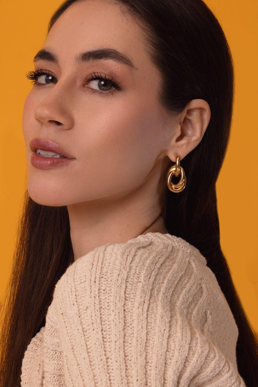 SIDNEY GARBER-Oval Drop Earrings-YELLOW GOLD