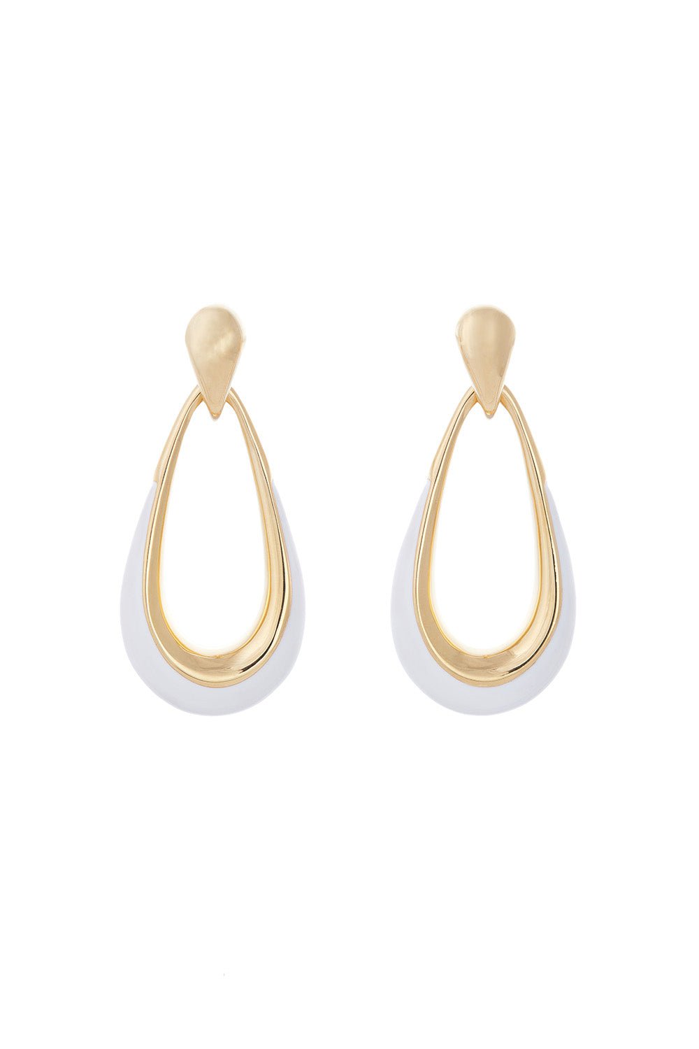 SIDNEY GARBER-White Door Knocker Earrings-YELLOW GOLD
