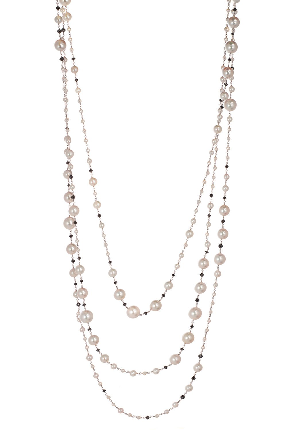 SIDNEY GARBER-Tuxedo Pearl Necklace-WHITE GOLD