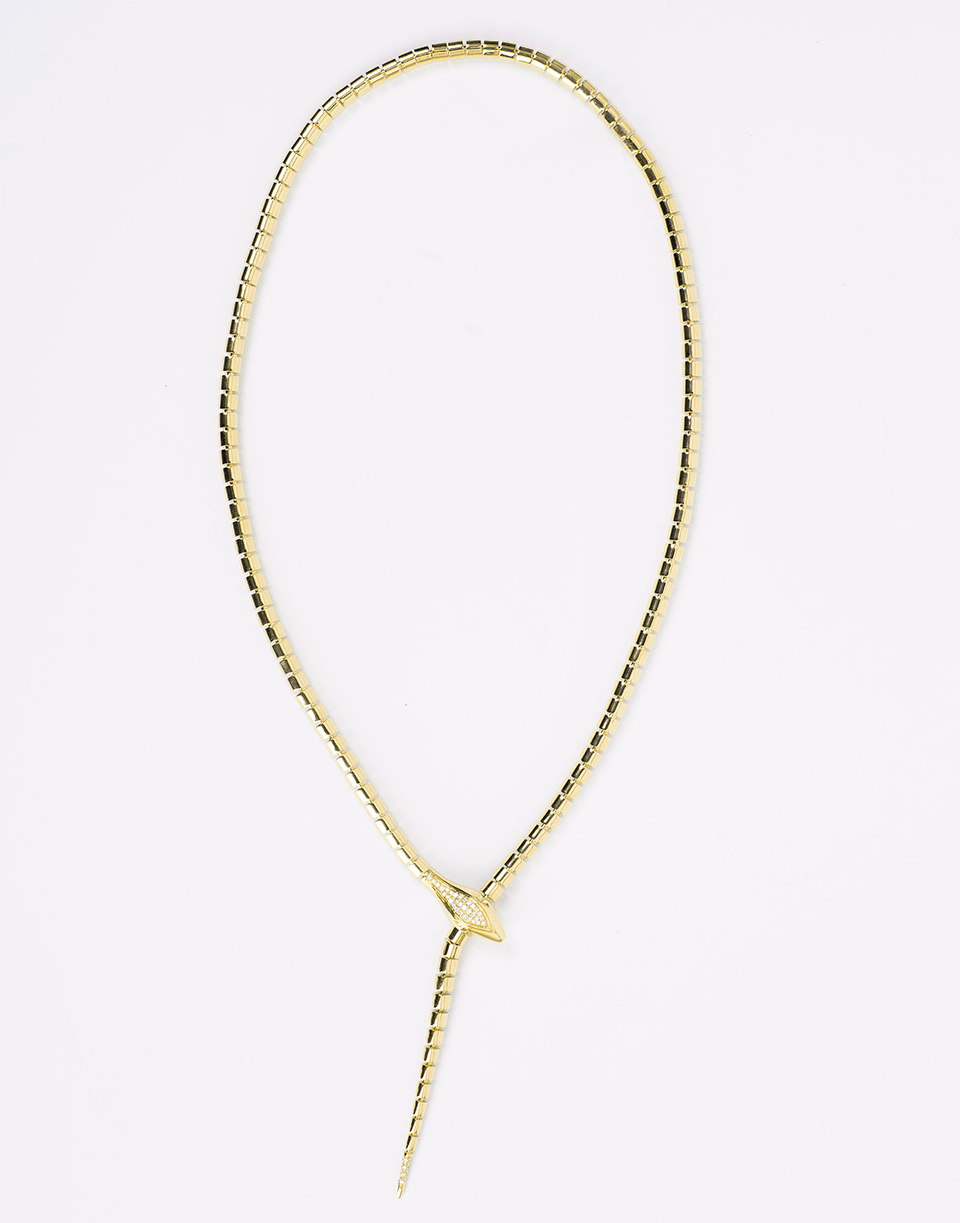 SIDNEY GARBER-Diamond Snake Lariat Wrap Necklace-YELLOW GOLD