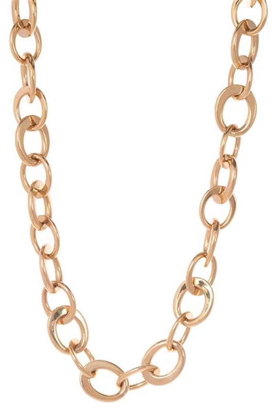SIDNEY GARBER-Oval Crescent Link Necklace - 17"-YELLOW GOLD