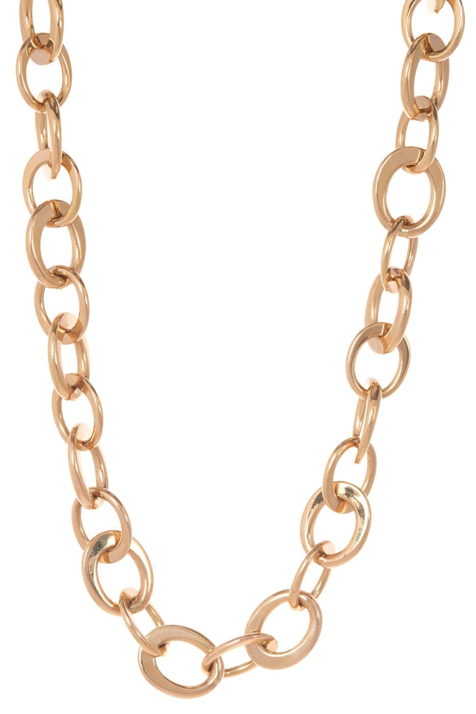 SIDNEY GARBER-Oval Crescent Link Necklace - 35"-YELLOW GOLD