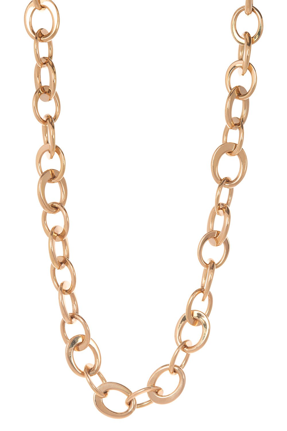 SIDNEY GARBER-Oval Crescent Link Necklace-YELLOW GOLD